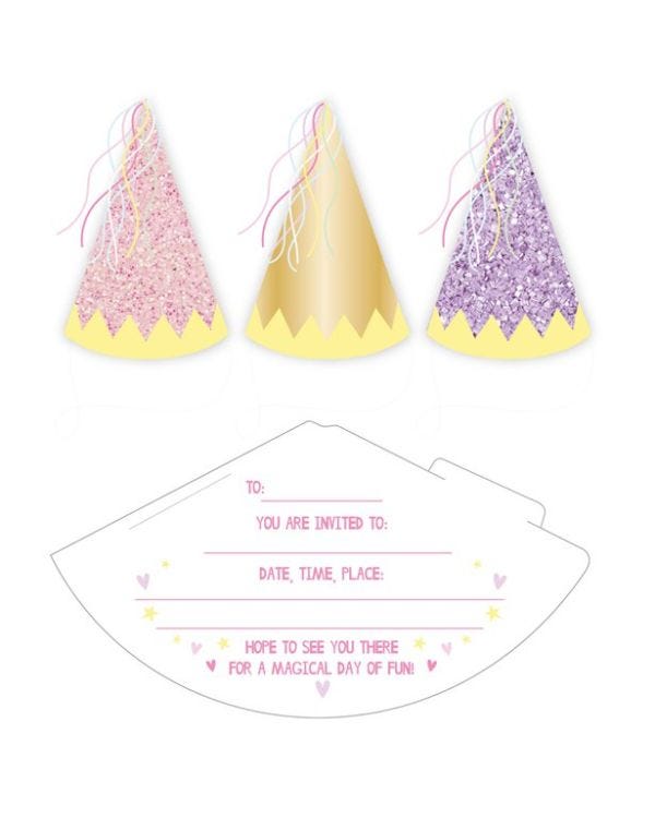 Fairy Princess Party Invitation Party Hats (6pk)