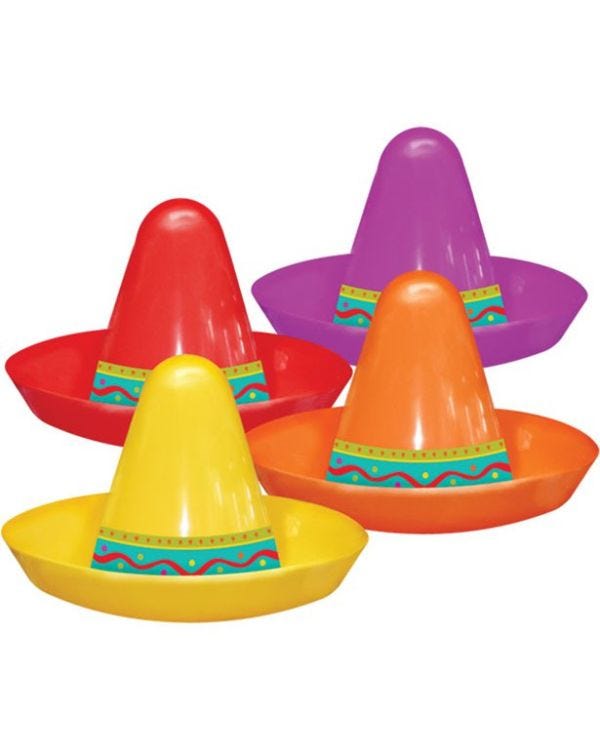 Mini Plastic Sombrero Hats (8pk)