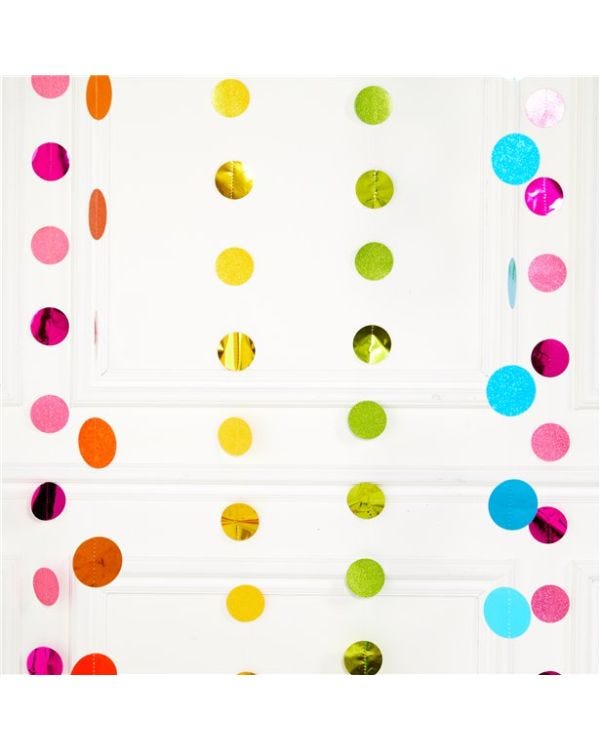 Multi Coloured Glitter Hanging String Decorations - 2.1m (6pk)