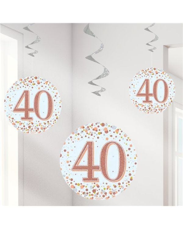 Sparkling Fizz 40th Hanging Swirls (6pk)