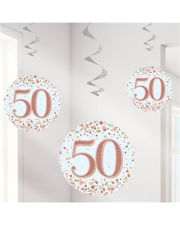 Sparkling Fizz 50th Hanging Swirls (6pk)