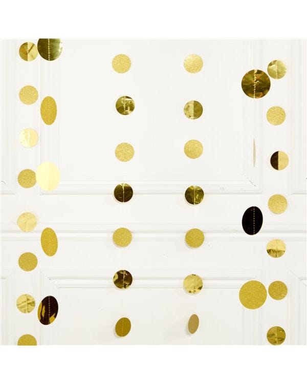 Gold Glitter Hanging String Decorations - 2.1m (6pk)