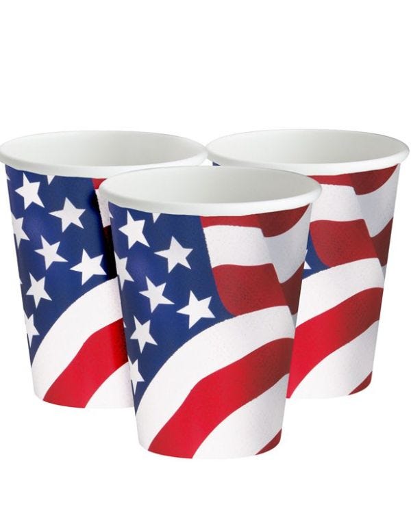 USA American Flag Paper Cups - 255ml (8pk)