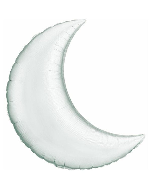 Silver Crescent Moon Shaped Balloon - 35&quot; Foil - unpackaged