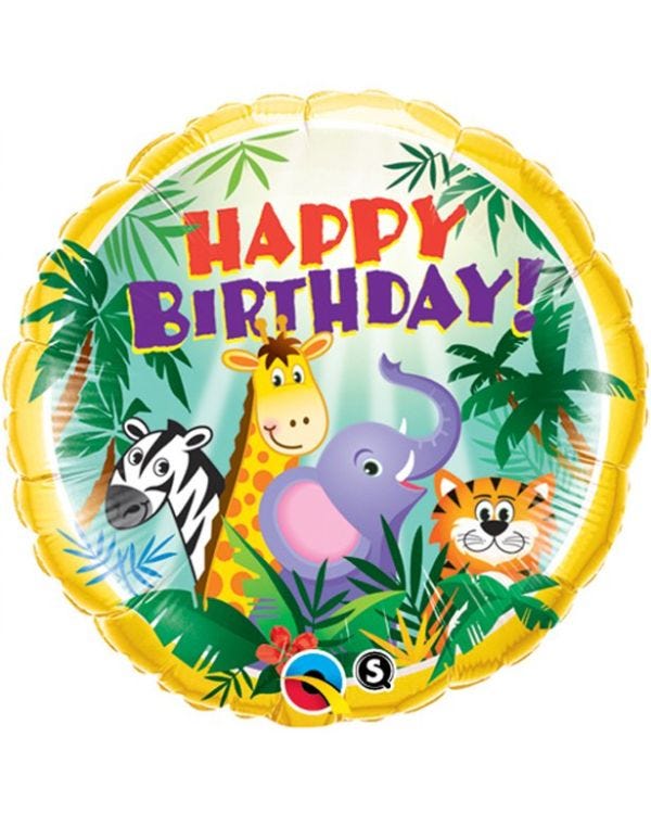 Happy Birthday Jungle Friends Balloon - 18&quot; Foil