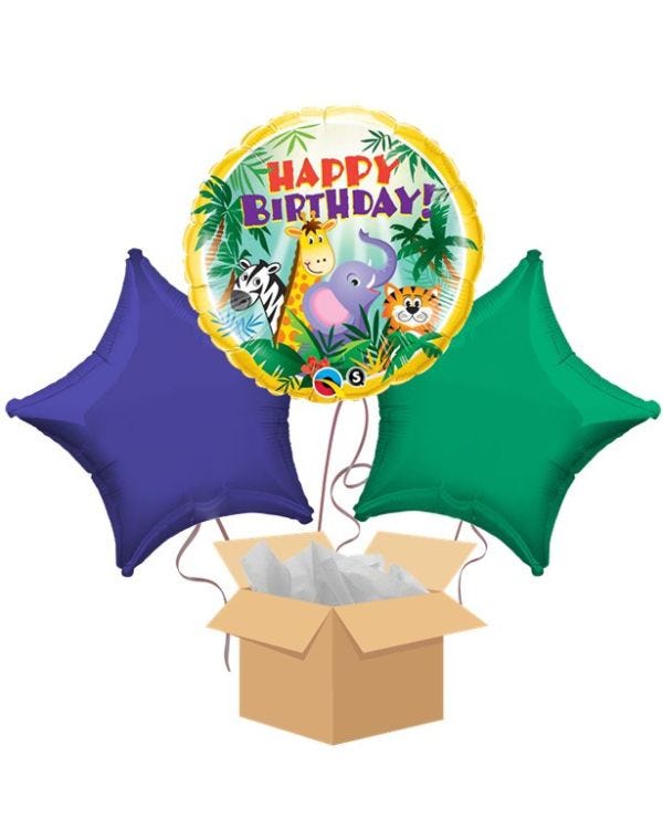 Jungle Happy Birthday Balloon Bouquet - Delivered Inflated