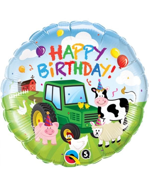 Happy Birthday Barnyard Balloon - 18&quot; Foil