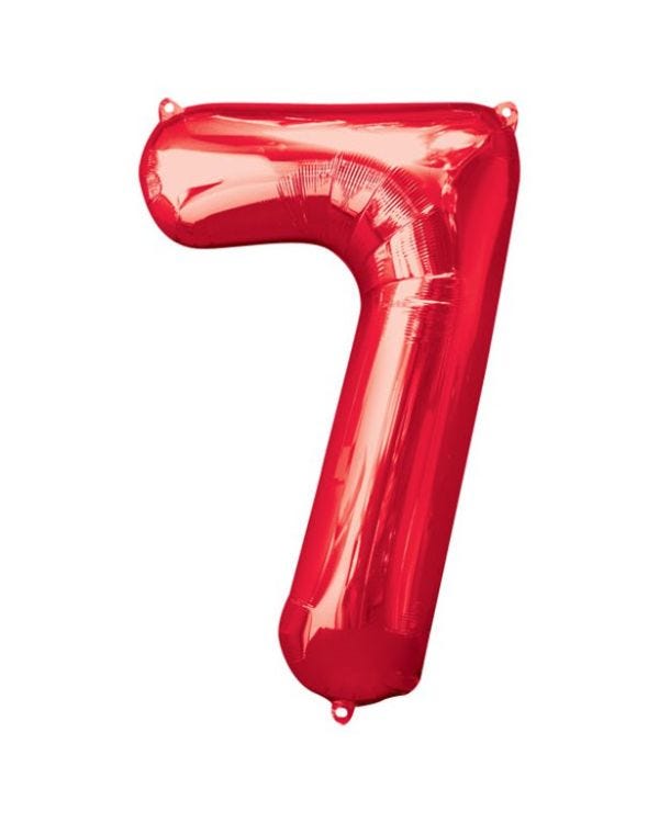Number 7 Red Foil Balloon - 34&quot;