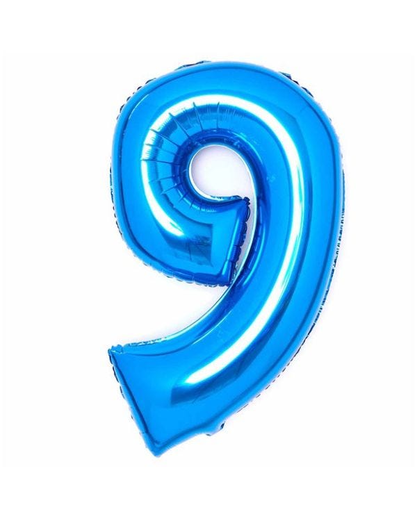 Number 9 Blue Foil Balloon - 34&quot;