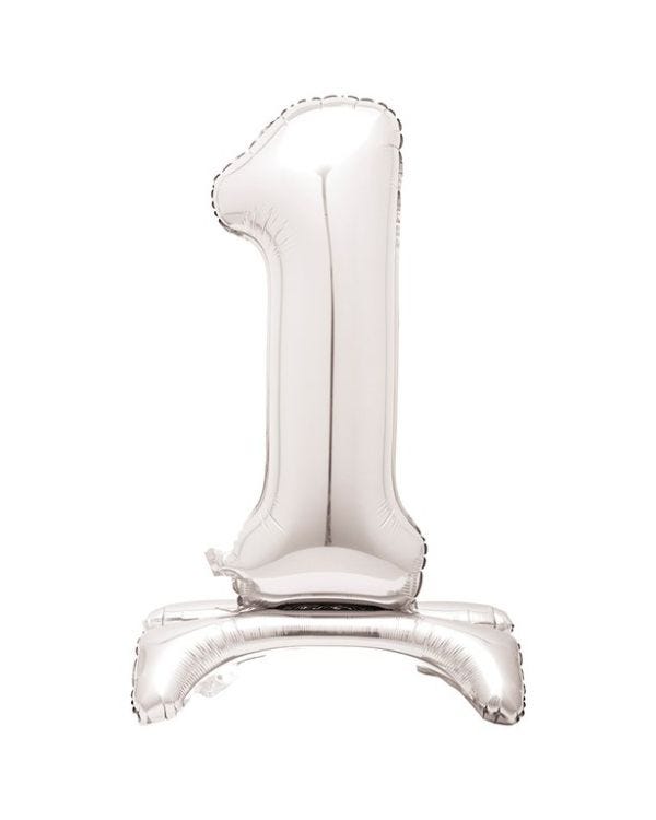 Number 1 Silver Shaped Standup Balloon - 30&quot; Foil