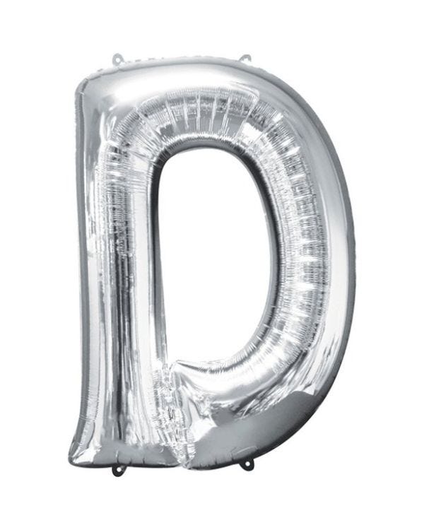 Silver Letter D Balloon - 16&quot; Foil