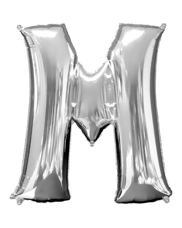 Silver Letter M Balloon - 16&quot; Foil