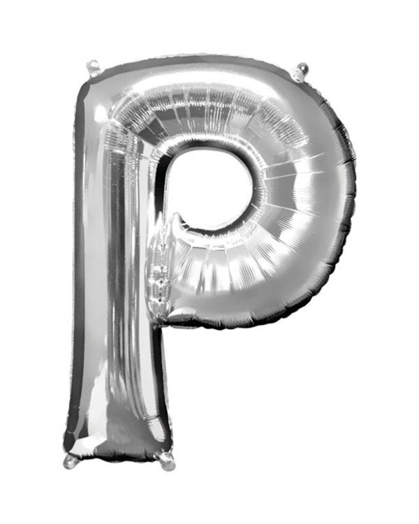 Silver Letter P Balloon - 16&quot; Foil