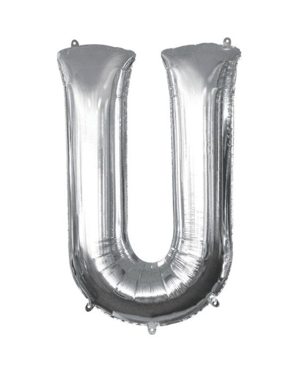 Silver Letter U Balloon - 16&quot; Foil