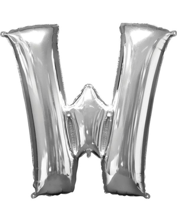 Silver Letter W Balloon - 16&quot; Foil