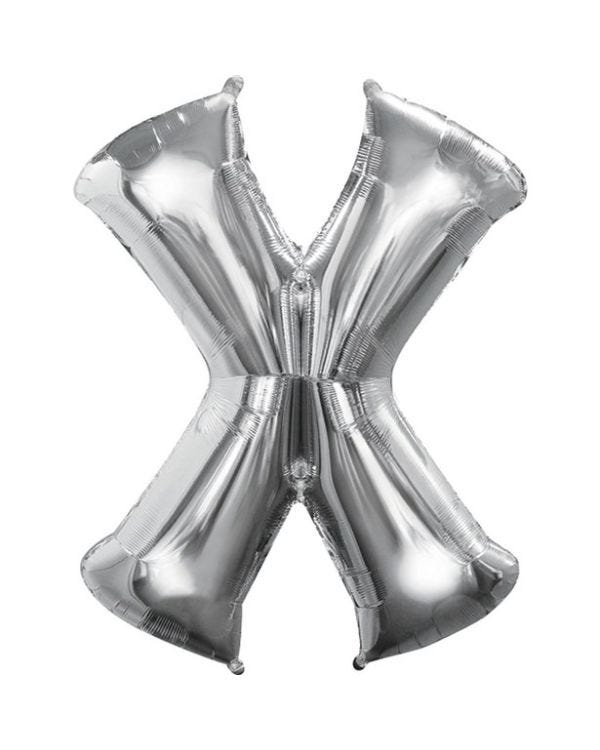 Silver Letter X Balloon - 16&quot; Foil