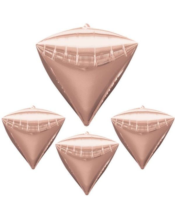 Diamondz Rose Gold Diamond Shaped Balloon - 17&quot; Foil
