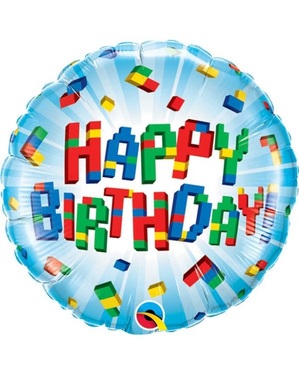 &#039;Happy Birthday&#039; Exploding Blocks Balloon - 18&quot; Foil