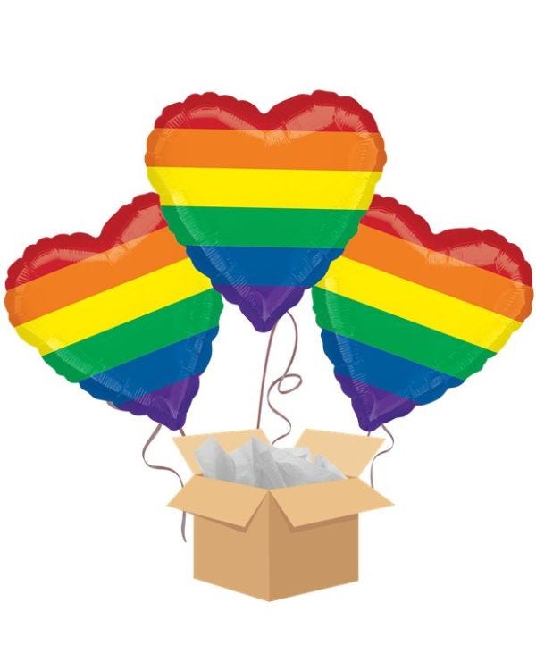 Rainbow Hearts Balloon Bouquet - Delivered Inflated