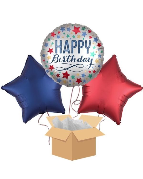 Happy Birthday Stars Balloon Bouquet - Delivered Inflated
