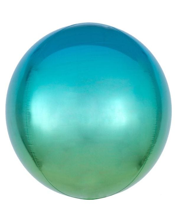 Ombre Blue &amp; Green Orbz Balloon - 16&quot; Foil