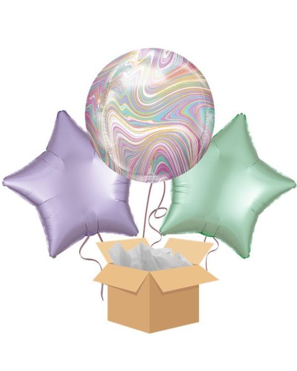 Pastel Marblez Orbz Balloon Bouquet - Delivered Inflated