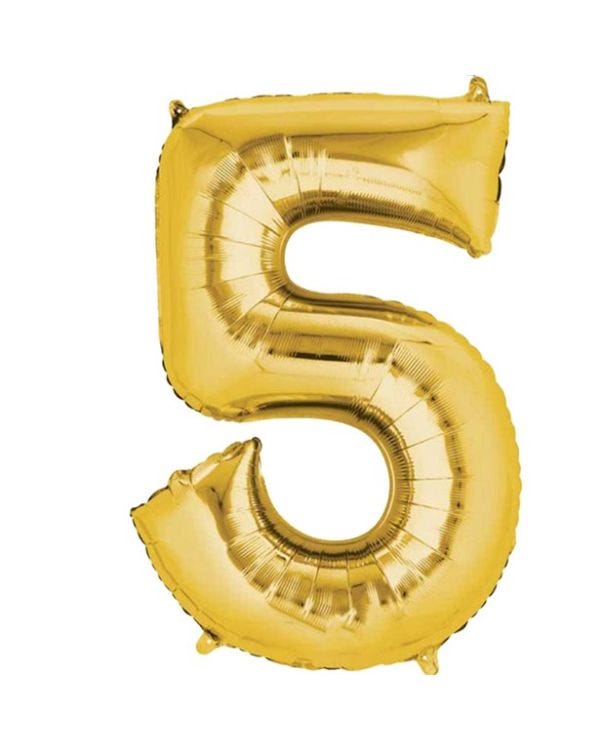 Gold Number 5 Balloon - 16&quot; Foil