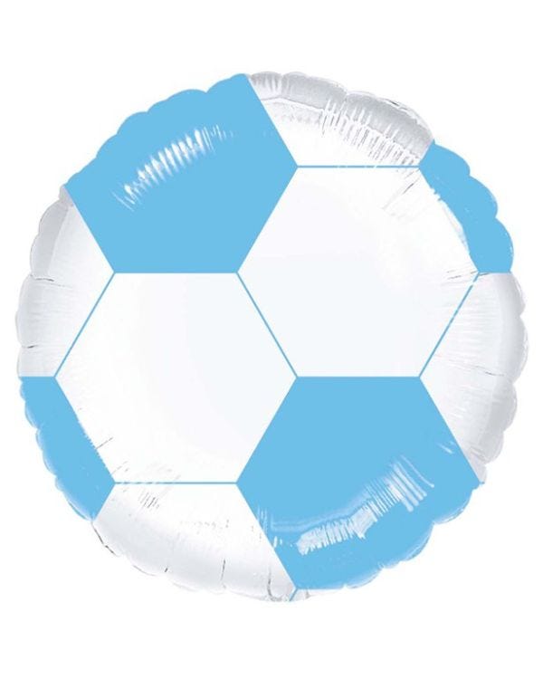 Football Light Blue &amp; White Foil Balloon - 18&quot;