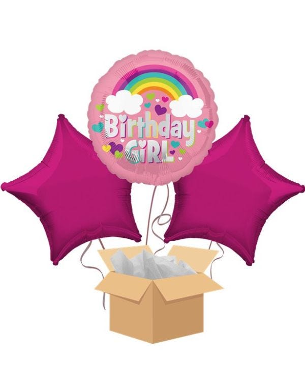 Birthday Girl Balloon Bouquet - Delivered Inflated