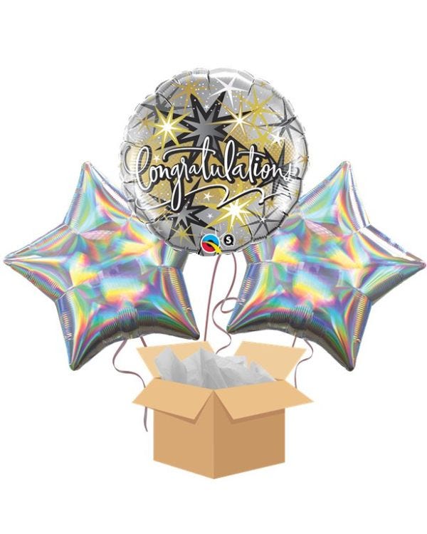Congratulations Balloon Bouquet - Delivered Inflated