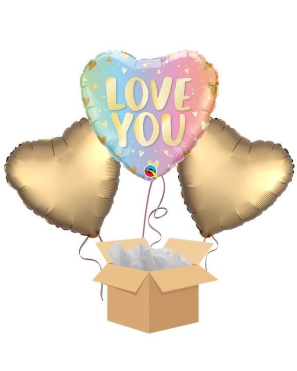Love You Pastel Balloon Bouquet - Delivered Inflated