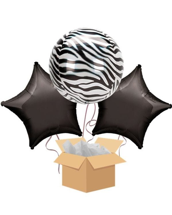 Zebra Orbz Balloon Bouquet - Delivered Inflated