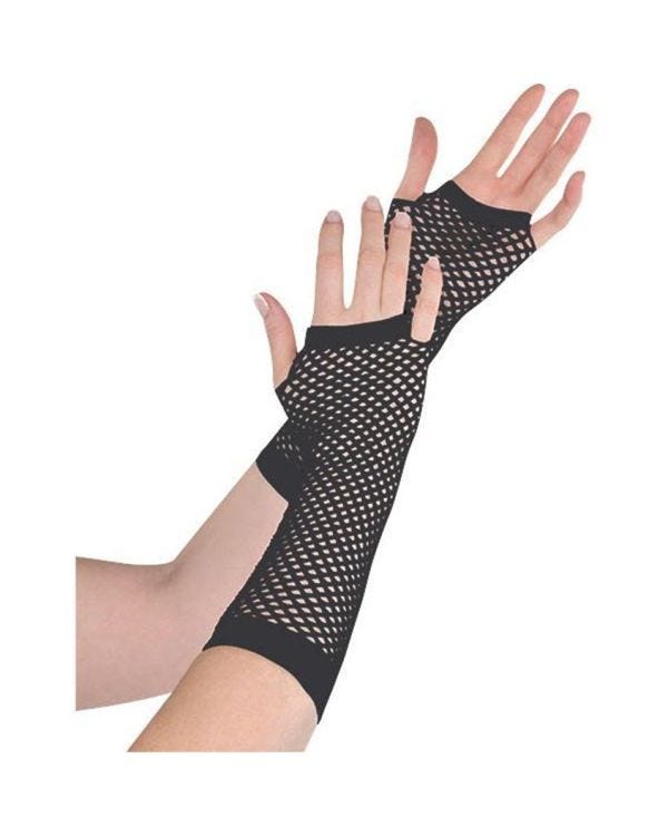 Long Black Fishnet Gloves
