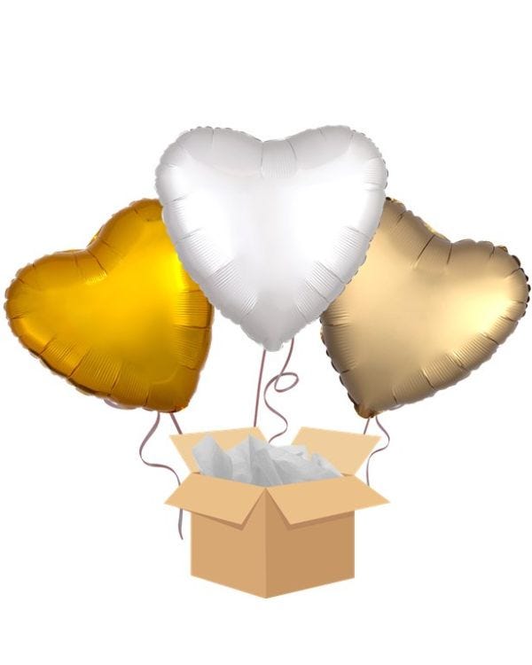 Gold Hearts Balloon Bouquet - Delivered Inflated