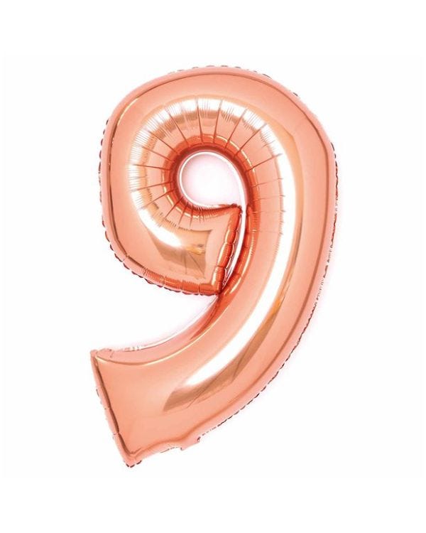 Number 9 Rose Copper Foil Balloon - 34&quot;