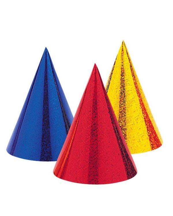 Prismatic Cone Party Hats (8pk)