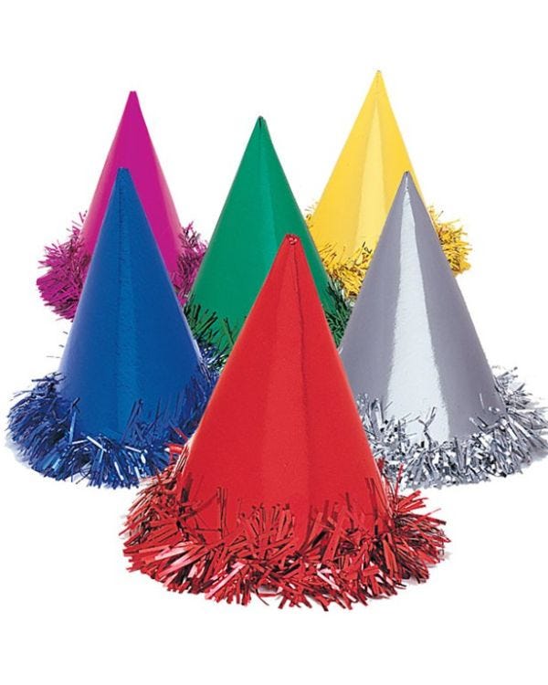 Foil Fringed Cone Party Hats (6pk)