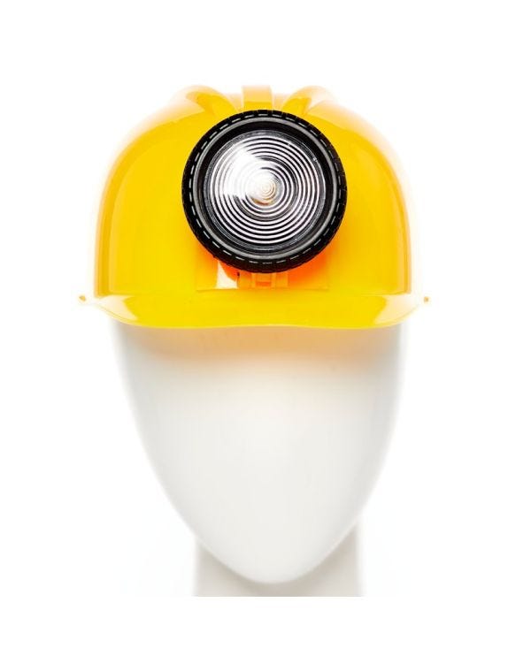 Yellow Construction Helmet with Light