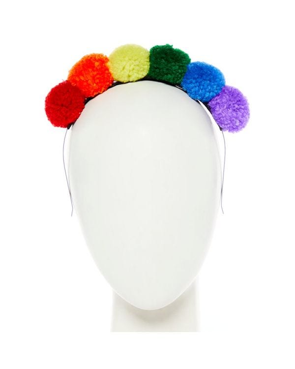 Rainbow Pompom Headband