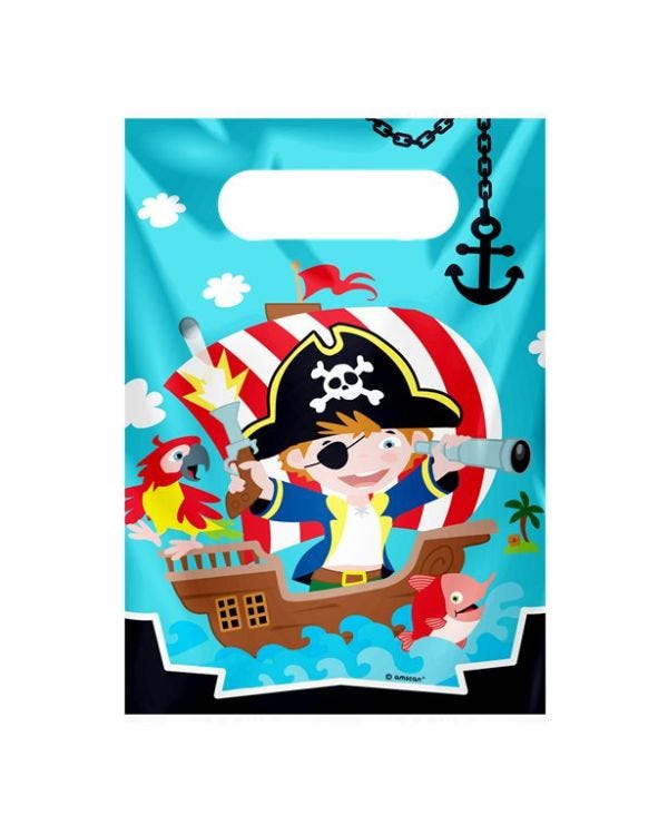 Captain Pirate Plastic Party Bags (8pk)