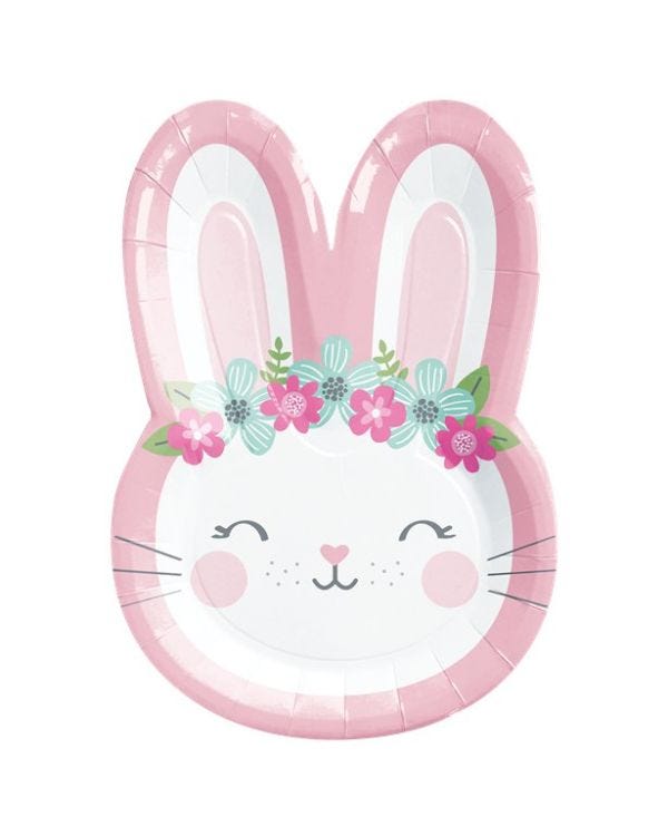 Birthday Bunny Shaped Paper Plates - 23cm (8pk)