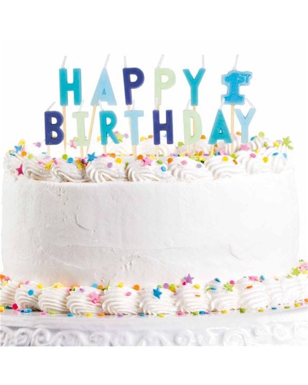Happy 1st Birthday Blue Pick Candles