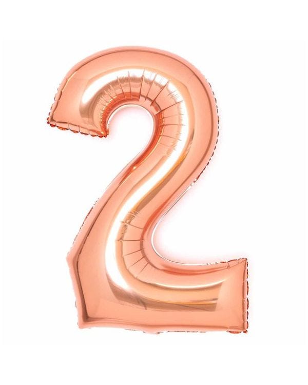 Number 2 Rose Copper Foil Balloon - 34&quot;