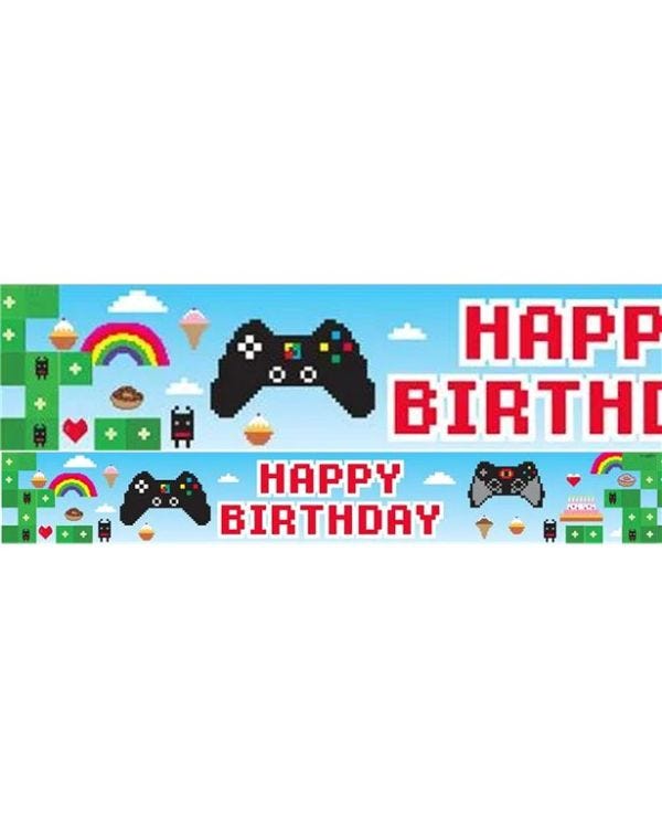 Holographic Gaming Happy Birthday Banner - 2.7m