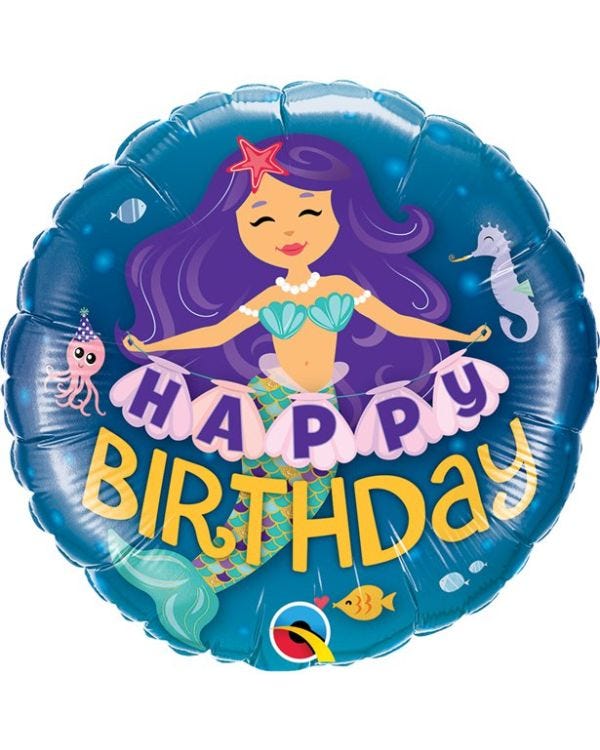 Happy Birthday&#039; Mermaid Balloon - 18&quot; Foil