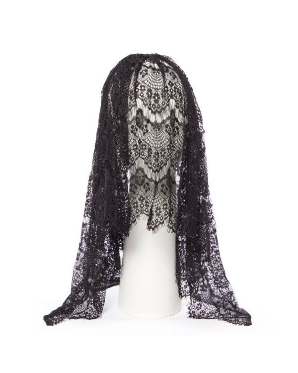 Black Veil Headpiece - 41cm
