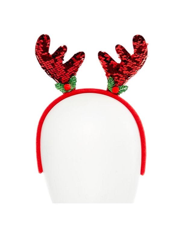 Red Sequin Reindeer Headband