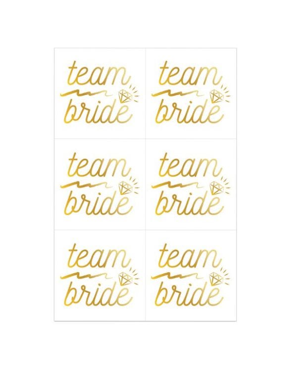 Team Bride Gold Foil Temporary Tattoos (6pk)