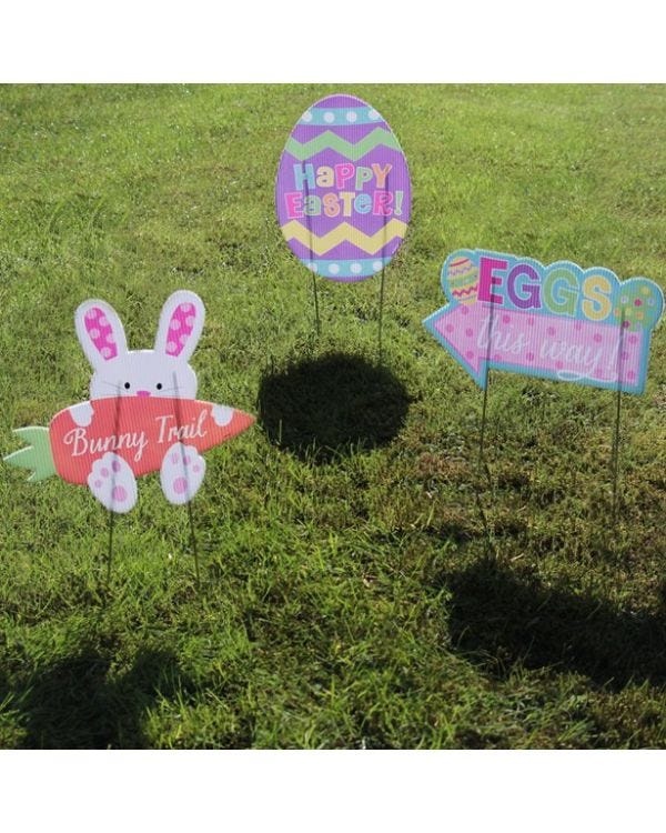 Easter Egg Hunt Lawn Signs - 27cm (3pk)