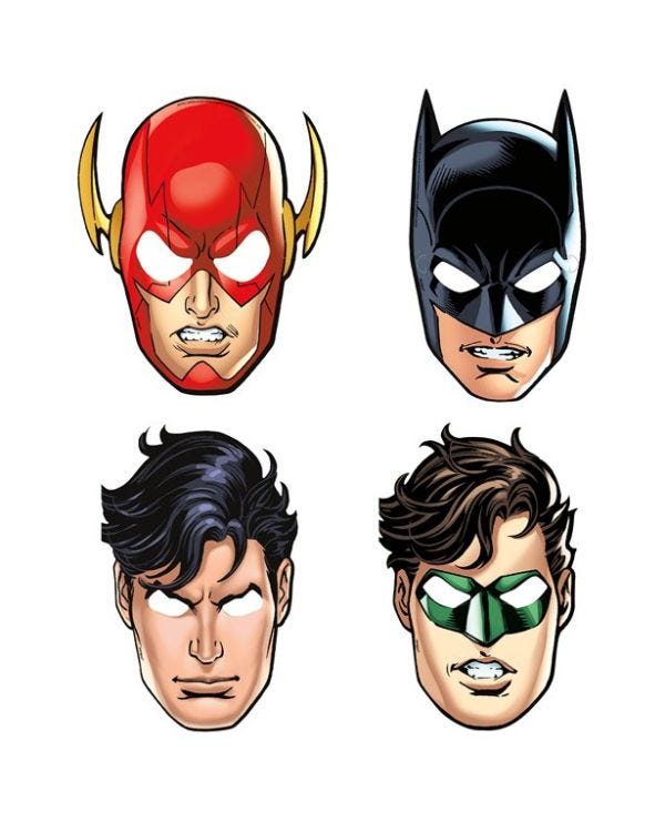 Justice League Card Masks (8pk)